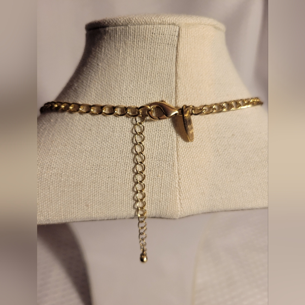 NY Mint Green Collar Necklace Gold-tone White Fringe Chunky Bib - Picture 5 of 10